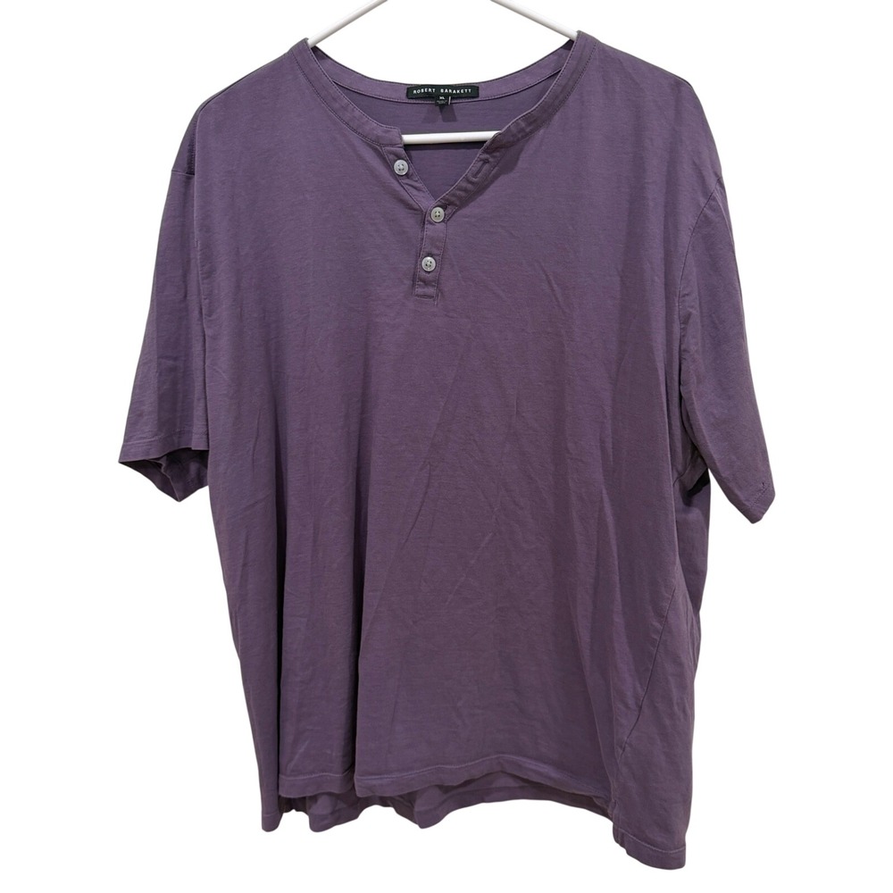 Robert Barakett Magog SS Henley Purple Cotton Tee XL RB01095